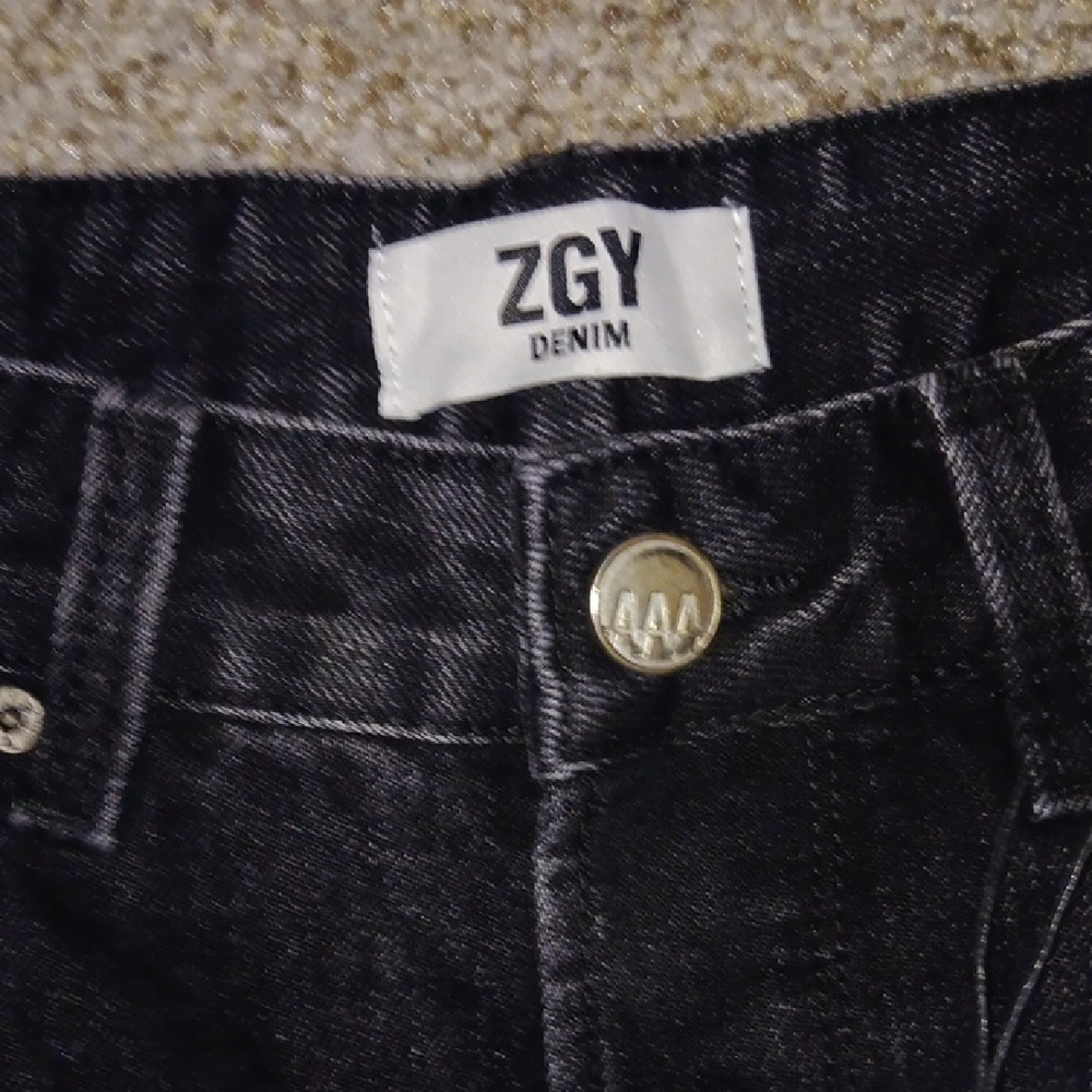 Women's Dark Gray Straight Leg Jeans - Picture 2 of 4